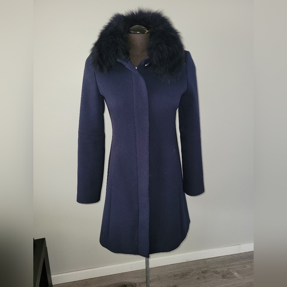 Sandra Angelozzi Real Fur Collar Coat Size S - Picture 2 of 7